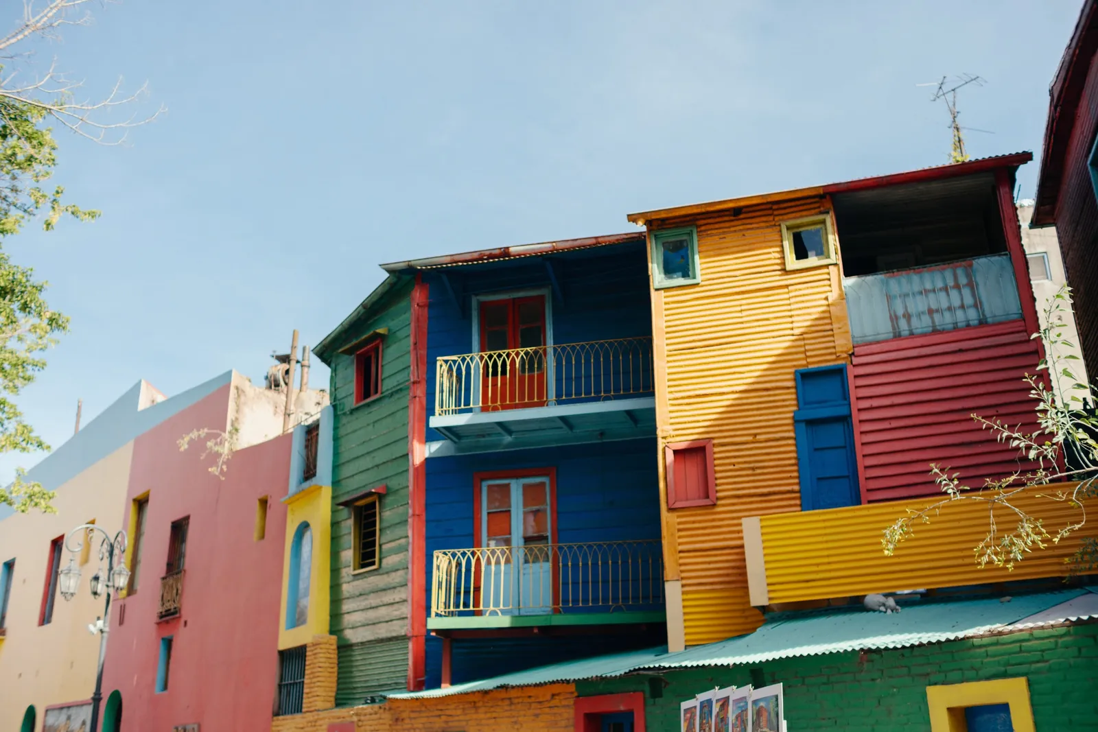 Colorful building fronts scouted on location.