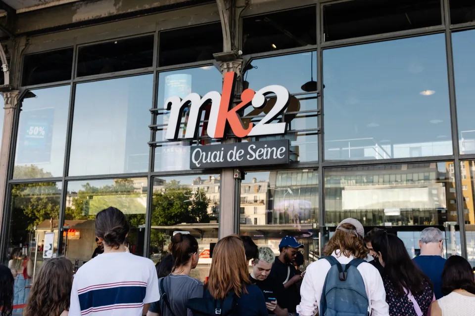 A queue outside the mk2 Quai de Seine cinema in Paris.